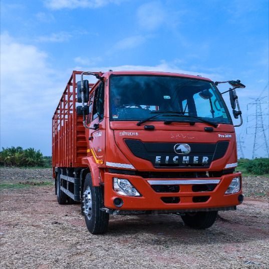 red lorry transport standing on the road